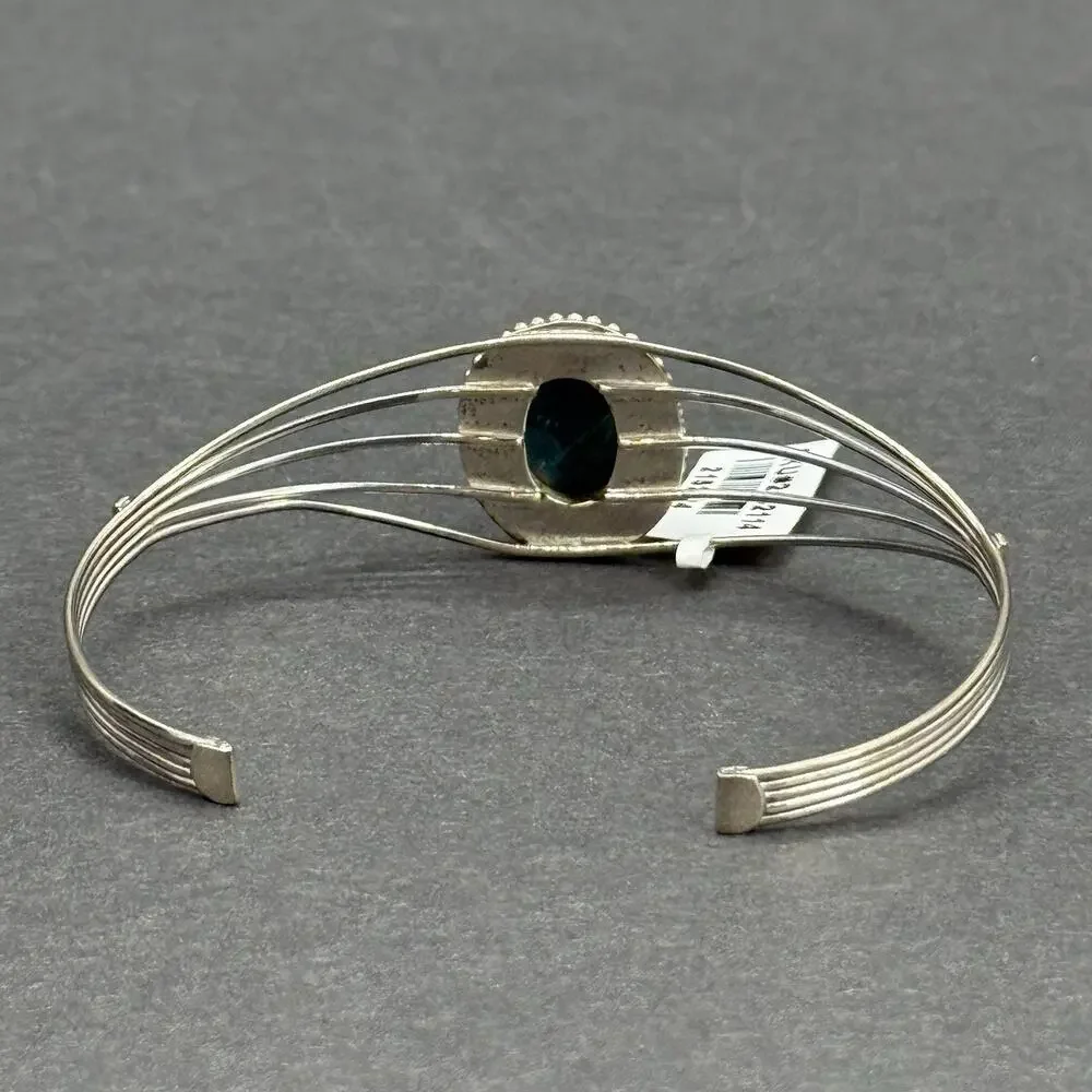 STS Indonesia 925 Sterling Silver Tiger's Eye Cuff Pendant Malachite Ring Set